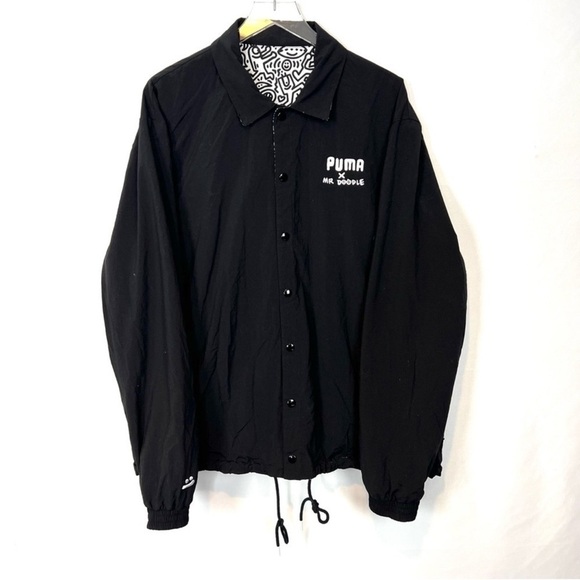 Puma X Mr Doodle Reversible Jacket Size XXL Streetwear Black White - Picture 10 of 14
